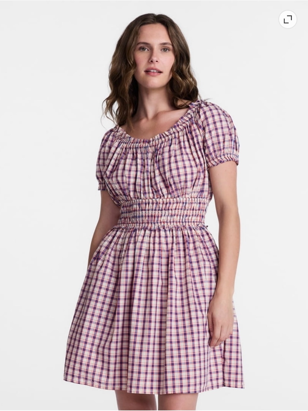 Time and Tru Women's Cotton Peasant Mini Dress Puff Sleeves Size S NWT